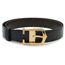 Cinturón de cuero reversible Cartier C Allongée Negro Marrón oscuro