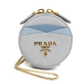 Prada Saffiano Leather Coin Purse Blue Light blue