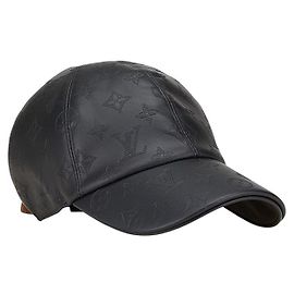 Céline Louis Vuitton Monogram Shadow Leather Cotton Cap M76580 Black