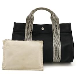 Hermès-Sac à main en toile Cannes PM Hermes-Noir