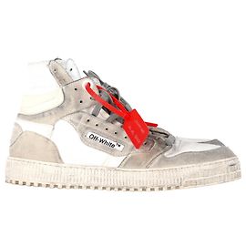 Off White Baskets montantes Off-White 3.0 Off-Court en cuir blanc Gris