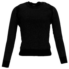Apc Schwarzer Merinowollpullover mit glitzernden Knöpfen A.P.C. Schwarz