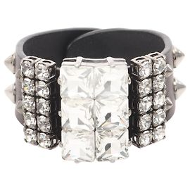 Pulseira de couro Miu Miu com studs Preto