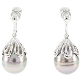 Tasaki Barockperlen Silberohrringe Silber Metallisch