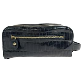 Versace-Bolsa clutch em couro estampado Versace Sunburst-Preto