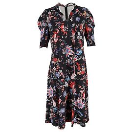 Robe midi en crêpe de Chine multicolore en viscose Erdem Norene Hogarth Multicolore
