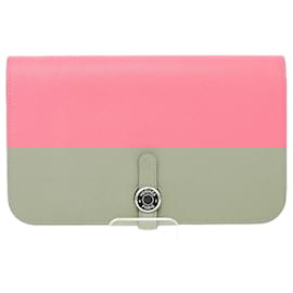 Hermès-Portefeuille long Dogon Duo Hermes en rose-Rose
