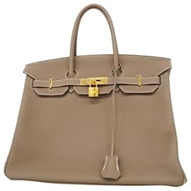 Hermès-Sac à main Hermes Birkin 35 en gris Etoupe-Taupe