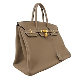Hermès-Sac à main Hermes Birkin 35 en gris Etoupe-Taupe