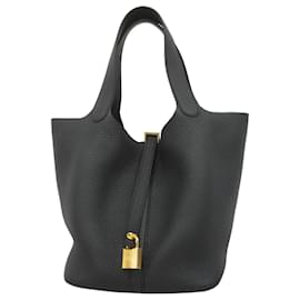 Hermès-Sac à main Hermes Picotin Lock MM-Noir