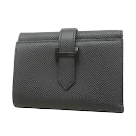 Hermès-Portefeuille tri-fold Hermes en cuir Epsom-Noir