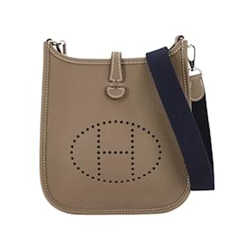 Hermès-Sac à épaule Hermes Evelyne Amazon TPM-Bleu,Taupe