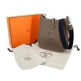 Hermès-Sac à épaule Hermes Evelyne Amazon TPM-Bleu,Taupe