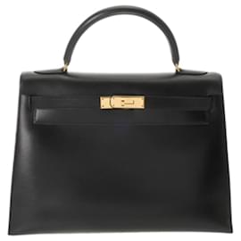 Hermès-Sac à main Hermes Kelly 32-Noir