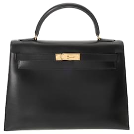 Hermès-Sac à main Hermes Kelly 32-Noir