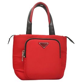 PRADA Handtasche Nylon Rot Silber Auth 123522V Silber Rot