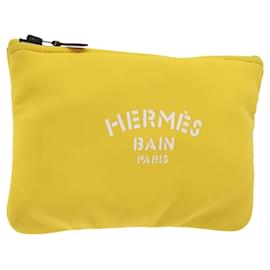 Hermès-HERMES Neovan PM Pouch Nylon Jaune Auth bs26385-Jaune