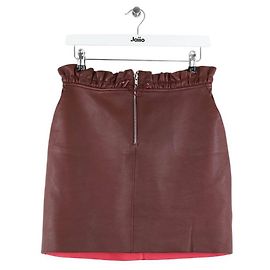 Maje Burgundy Leather Mini Skirt Dark red