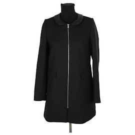 Claudie Pierlot Schwarzer Mantel Polyester Größe 36 Schwarz