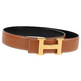 Hermès Cintura in pelle HERMES Constance 33,1" Marrone Nero Auth 121288M Marrone Nero