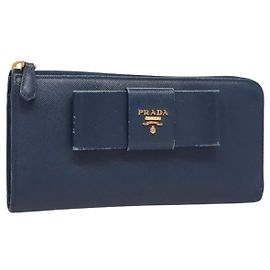 PRADA Long Wallet Safiano leather Blue Auth 121255 Blue