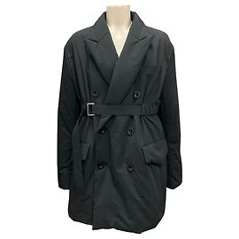 Sacai Black Double Breasted Belted Puffer Coat Black