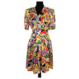 Vestido de seda multicolorido Givenchy Multicor