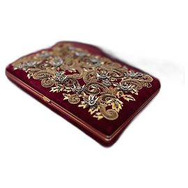 Dolce & Gabbana Clutch de terciopelo rojo Burdeos