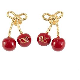 Valentino Garavani Valentino Cherry Metall Emaille Ohrringe Rot