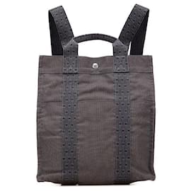 Hermès-Sac à dos en toile Hermes Herline Ad MM-Gris