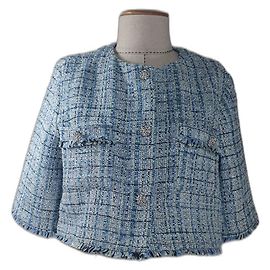 Maje Blue Tweed Blazer Blue