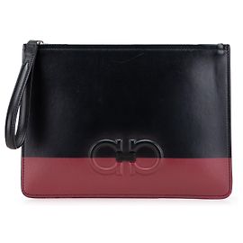 Salvatore Ferragamo Clutch Gancini in pelle nera Ferragamo Altro Bordò