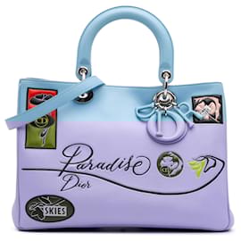 Dior-Dior Blue Medium Smooth Calfskin Paradise Diorissimo Satchel-Blue,Light blue
