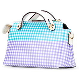 Fendi-Fendi White Mini Printed Leather Gingham By The Way Satchel-White,Blue,Other