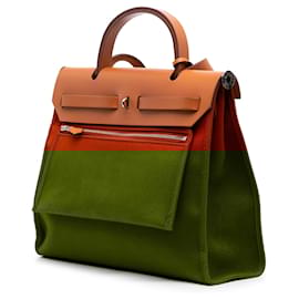 Hermès-Hermès Orange Toile Herbag Zip 31-Autre,Orange