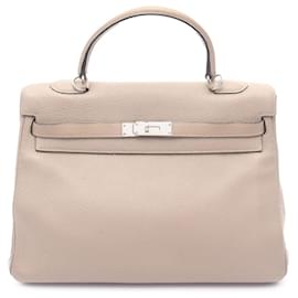 Hermès-Hermès Marron Togo Kelly II Retourne 35-Marron,Beige