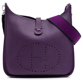 Hermès-Hermès Évelyne III 33 en Cuir Clémence Violet-Violet,Violet foncé