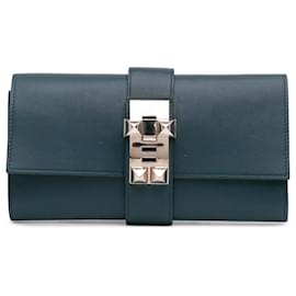 Hermès-Pochette Medor 23 en Tadelakt Bleu Hermès-Bleu,Bleu Marine