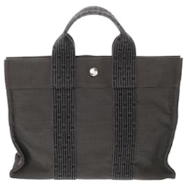 Hermès-Sac fourre-tout en toile grise Hermes Air Line PM-Marron