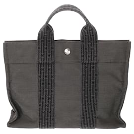 Hermès-Sac fourre-tout en toile grise Hermes Air Line PM-Marron