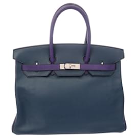 Hermès-Sac à main Hermes Birkin 35 en Iris/Indigo Bleu-Bleu,Violet