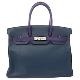 Hermès-Sac à main Hermes Birkin 35 en Iris/Indigo Bleu-Bleu,Violet