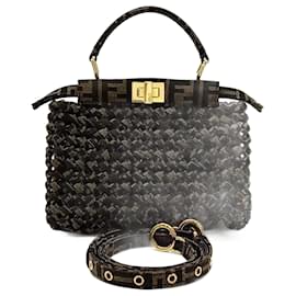 Fendi-Fendi Intrecciato Peekaboo Mini (7011205)-Brown