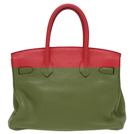 Hermès-Sac à main en cuir rouge Hermes Birkin 25-Rose