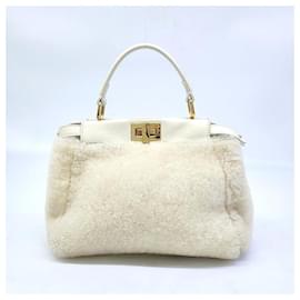Fendi-Fendi Fur Peekaboo Mini Bag (1675107)-White