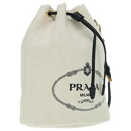 Pochette en toile à cordon de serrage Prada avec des détails authentiques Blanc