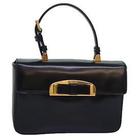 Prada Bow Top Handle Bag Black Leather Black