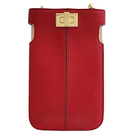 Fendi-Fendi Peekaboo Phone Holder Cross Bag (1023148)-Red