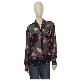 PINKO button down long sleeve black with floral print shirt top blouse size 42 Multiple colors