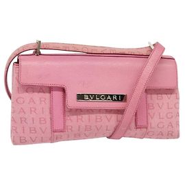 Bulgari Borsa a spalla BVLGARI in tela argento rosa Auth 118640 Argento Rosa